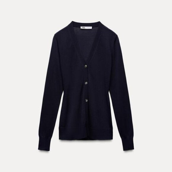 Zara Sweaters - Zara Women BUTTONED KNIT CARDIGAN Navy blue REF 2893/143 in M